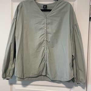 100% Cotton Light Sage Button-up Blouse